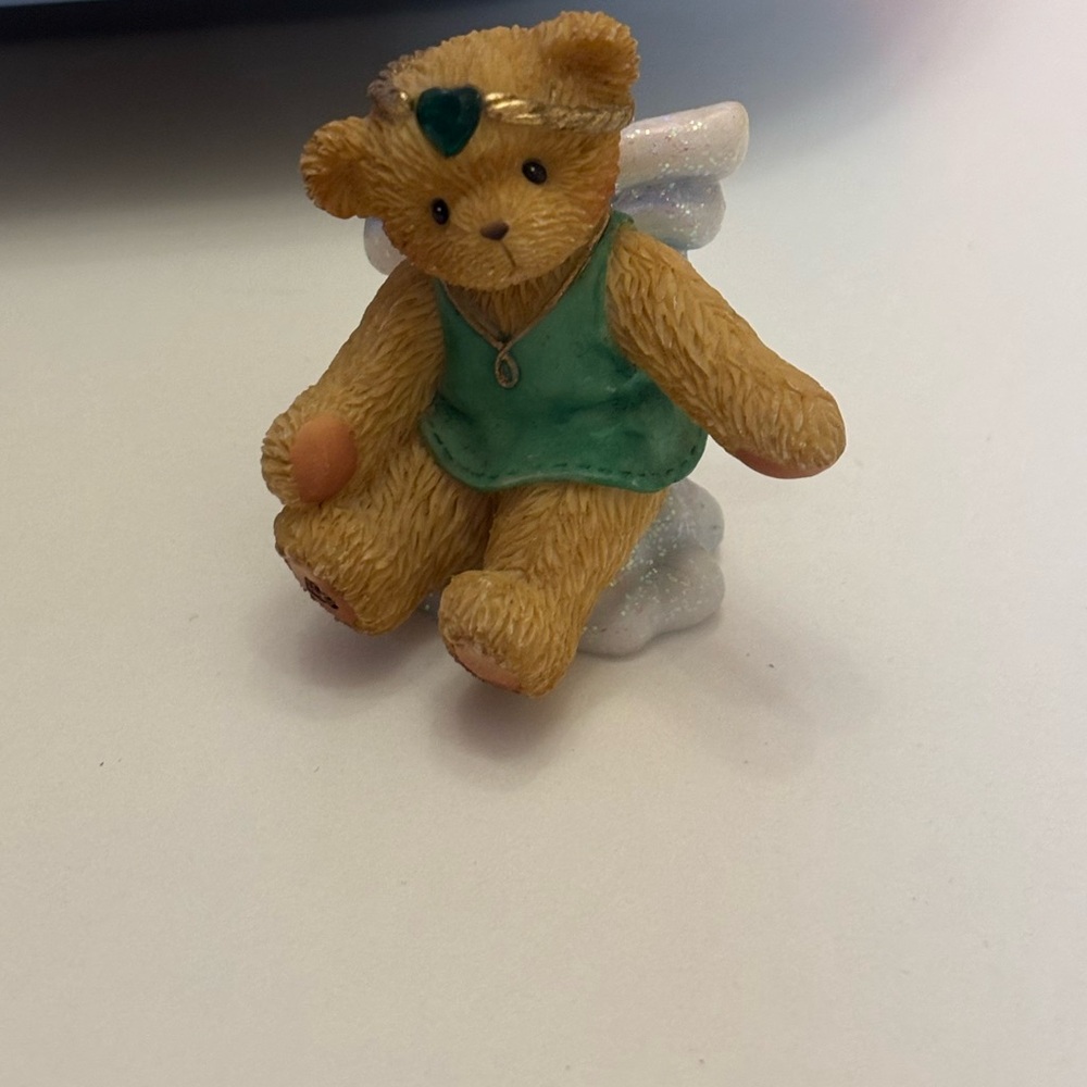 Cherished Teddies May birthstone angel bear on a cloud
